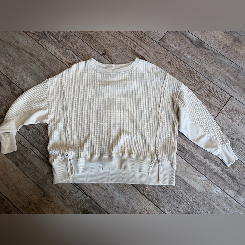 American Eagle Ribbed Knit Top in Cream